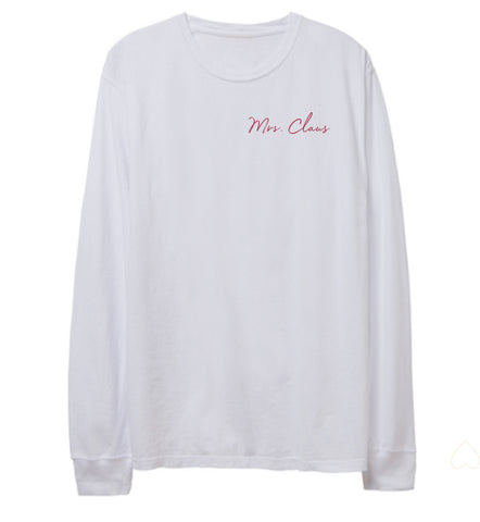 MRS CLAUS WHITE LONG SLEEVE TSHIRT